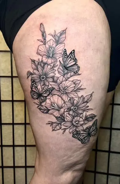 Black and grey fine line tattoo by Tallulah Coates at Avinit Tattoo, Orpington (portfolio piece 9)